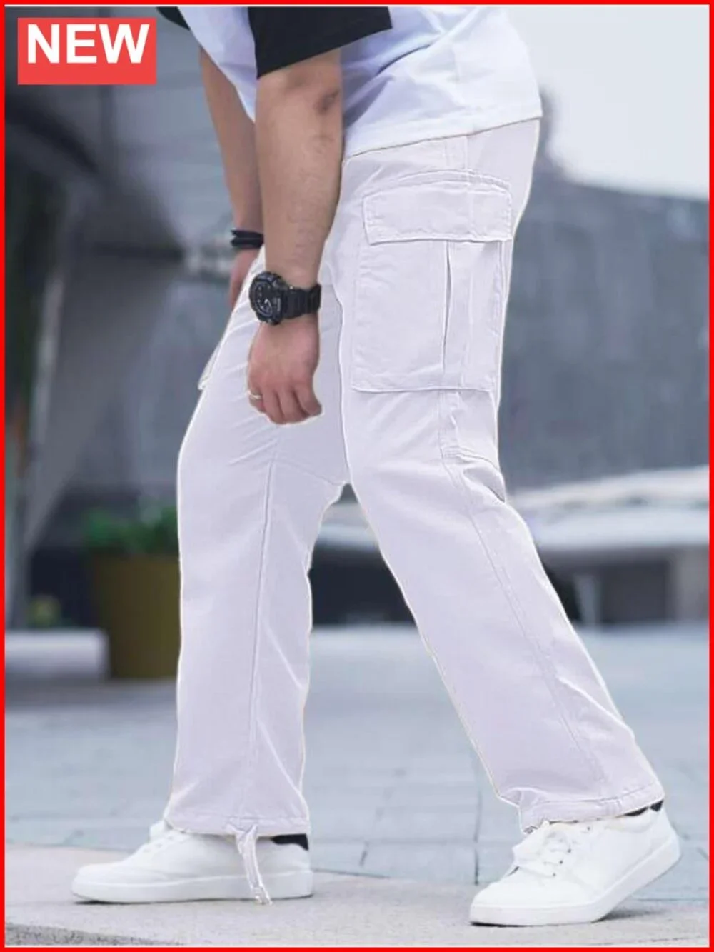 Men's Casual Joggers Pants Hiking Drawstring Cargo Straight Leg